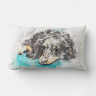 Long Haired Dachshund Lumbar Pillow