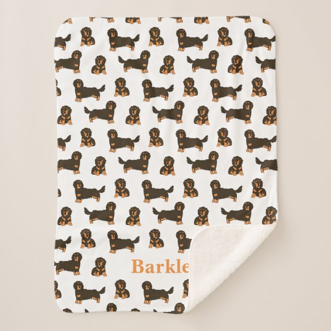 Long-haired Dachshund Personalized Blanket - Dog (Front)