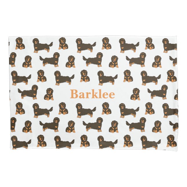 Long-haired Dachshund Personalized Pillowcase (Front)