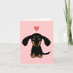 Long Haired Dachshund Puppy - Love Valentine Holiday Card
