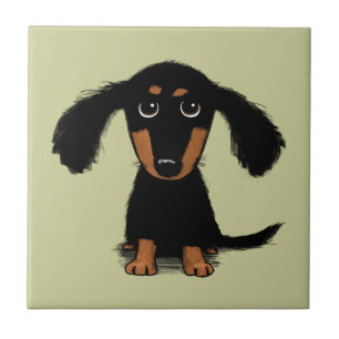 Long Haired Dachshund Puppy Tile