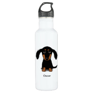 Long Haired Dachshund Puppy with Custom Text 710 Ml Water Bottle