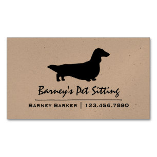 Long Haired Dachshund Silhouette Magnetic Business Card