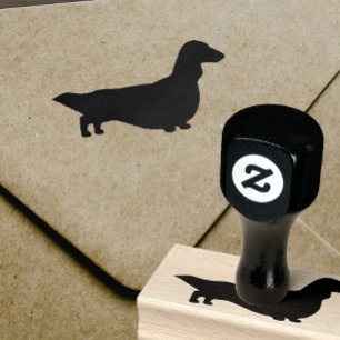 Long Haired Dachshund Silhouette Rubber Stamp