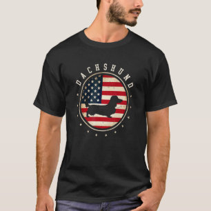 Long Haired Dachshund Usa Flag 4th July Dog Mom Da T-Shirt