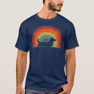 Long Haired Dachshund Vintage Rainbow Dog Men T-Shirt