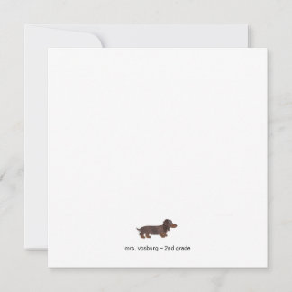 Long-haired Dachshund Watercolor Flat Note Card