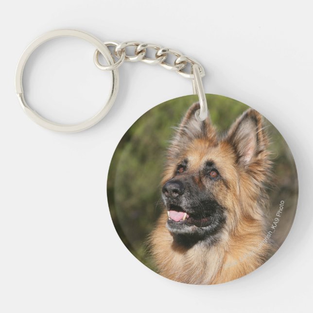 Long Haired German Shepherd 1 Keychain (Front)