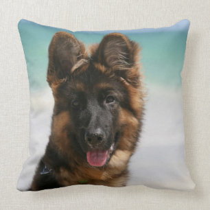 Long Haired German Shepherd Beach Throw Pillow