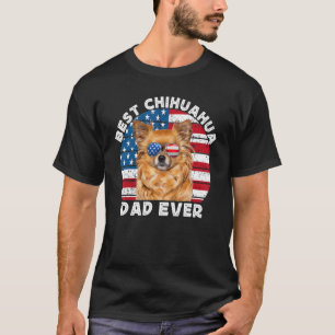 Long Haired Hair Chihuahua Dad Chiwawa Dog America T-Shirt