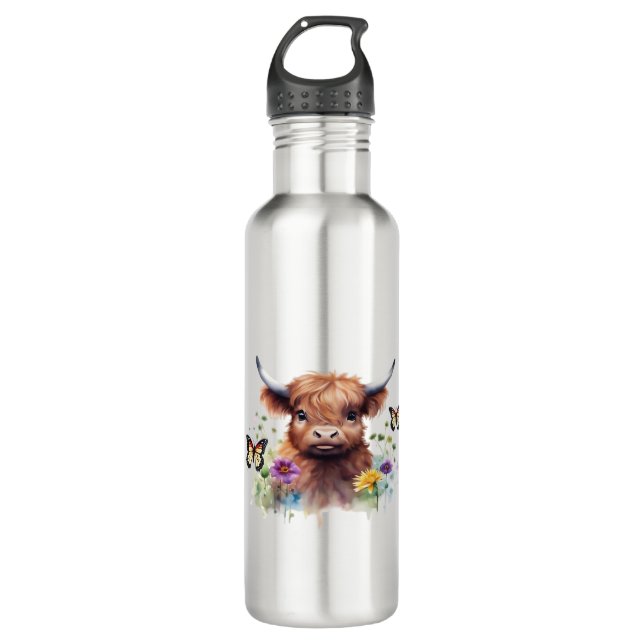 Long Haired Highland Baby Cow Classic T-Shirt 710 Ml Water Bottle (Front)