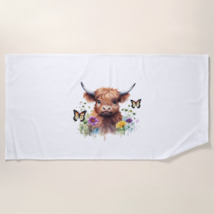 Long Haired Highland Baby Cow Classic T-Shirt Beach Towel