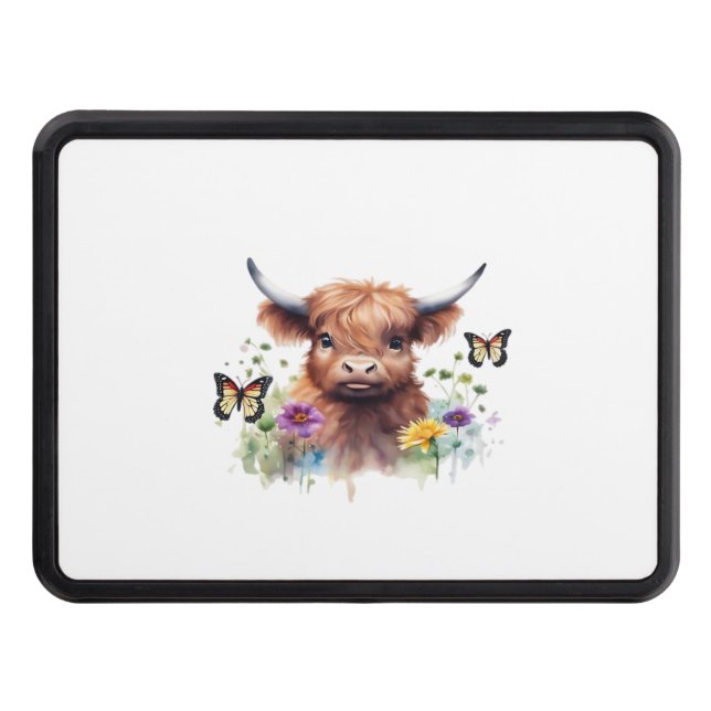 Long Haired Highland Baby Cow Classic T-Shirt Trailer Hitch Cover (Front)