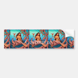 Long-haired Martini Mermaid Thunder_Cove  Bumper Sticker