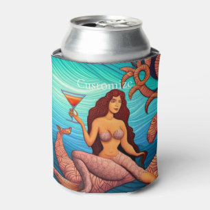 Long-haired Martini Mermaid Thunder_Cove Can Cooler