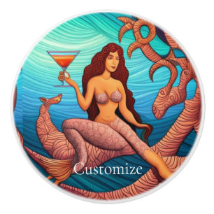 Long-haired Martini Mermaid Thunder_Cove  Ceramic Knob