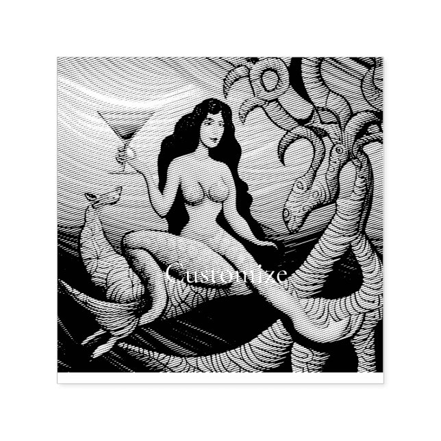 Long-haired Martini Mermaid Thunder_Cove Self-inking Stamp (Design)