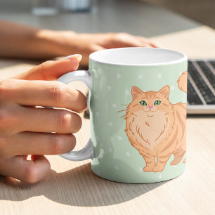 Long Haired Orange Tabby Cat Mom Personalized Coffee Mug
