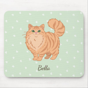 Long Haired Orange Tabby Cat Personalized Mouse Pad