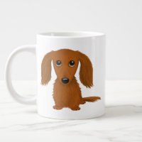 Long Haired Red Dachshund | Cute Doxie Cartoon Dog