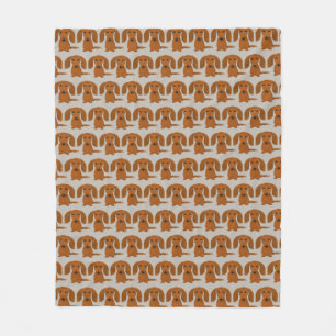 Long Haired Red Dachshund Pattern Fleece Blanket