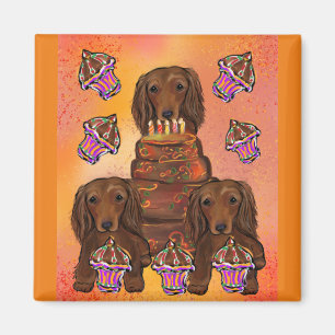 Long Haired Red Dachshunds Magnet
