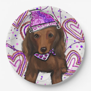 LONG HAIRED RED DOXIE          PAPER PLATE