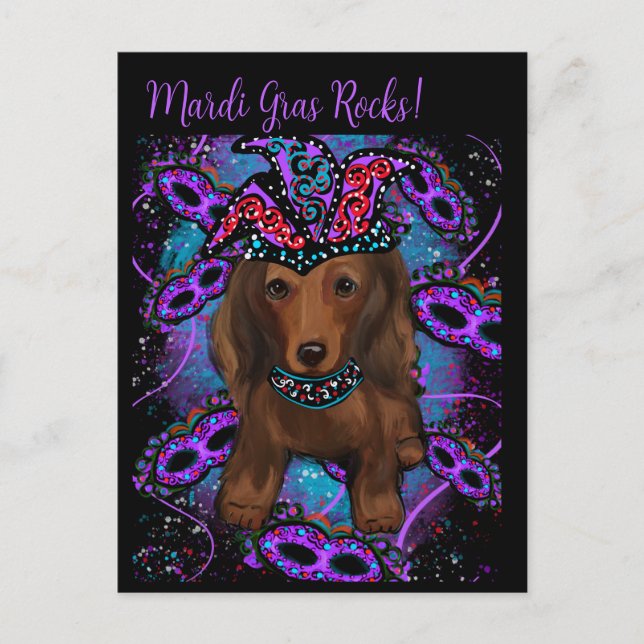 LONG HAIRED RED DOXIE         POSTCARD (Front)