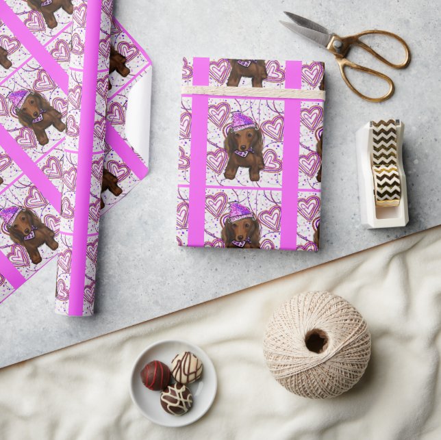 LONG HAIRED RED DOXIE          WRAPPING PAPER (Crafts)