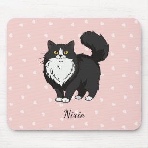 Long Haired Tuxedo Cat Personalized Mouse Pad