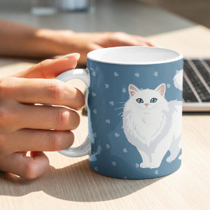 Long Haired White Cat Mom Personalized Coffee Mug