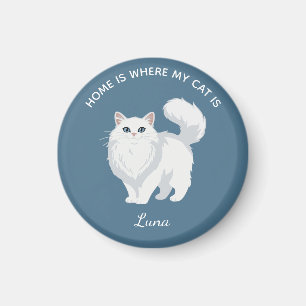 Long Haired White Cat Mom Personalized Magnet