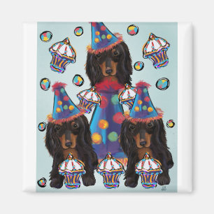Long HairedBlack Dachshunds Magnet