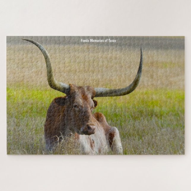 Long Horn Cattle Texas. Jigsaw Puzzle (Horizontal)