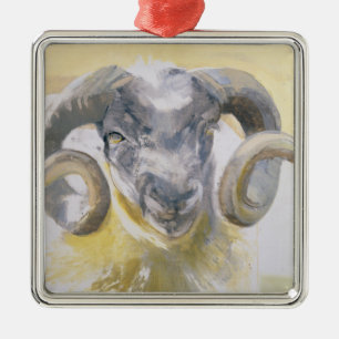 Long Horn Sheep 2 Metal Ornament