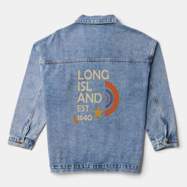 Long Island 1640 – Retro Starburst (Cream & Rust) Denim Jacket (Back)