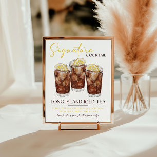 Long Island Iced Tea Signature Cocktail Recipe Pedestal Sign