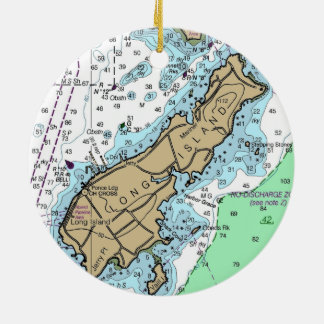 Long Island Maine Chart Ceramic Ornament