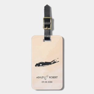 Long Island Map Wedding Luggage Tag, Custom Gift Luggage Tag