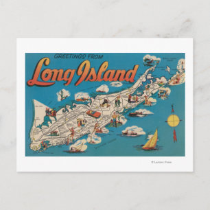 Long Island, New York - Greetings From Postcard