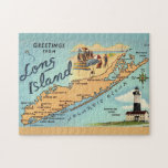 Long Island NY Jigsaw Puzzle<br><div class="desc">Long Island vintage map postcard repurposed as a jigsaw puzzle.</div>