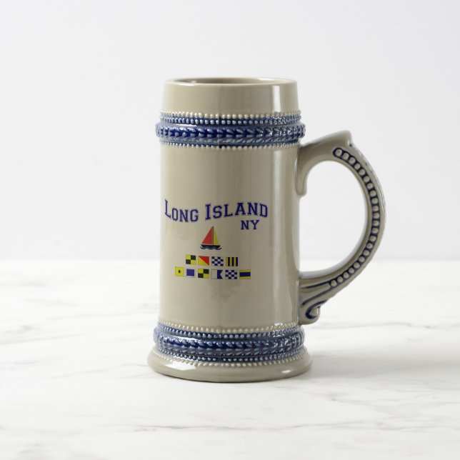 Long Island NY Signal Flags Beer Stein (Right)