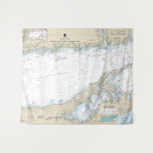 Long Island Sound Eastern Part Nautical Chart Tapestry (Front (Horizontal))