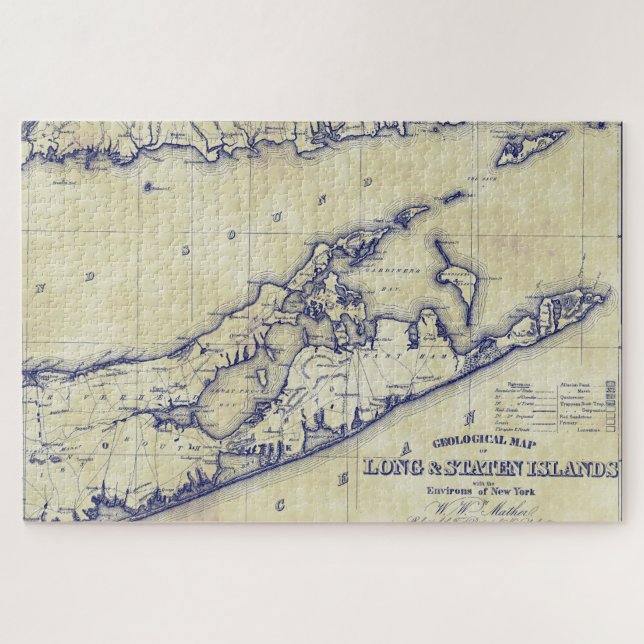 Long Island The Hamptons Map Distressed Jigsaw Puzzle (Horizontal)