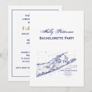 Long Island The Hamptons Map VC Bachelorette Party Invitation