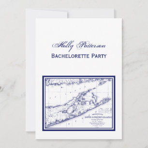 Long Island The Hamptons Map VC Bachelorette Party Invitation