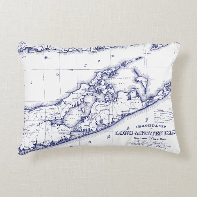 Long Island The Hamptons Map VC Decorative Pillow (Front)