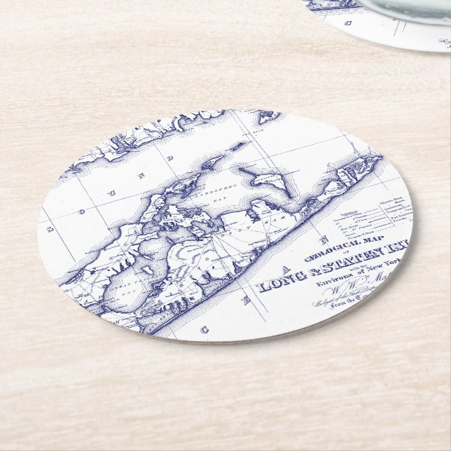 Long Island The Hamptons Map VC Round Paper Coaster (Angled)