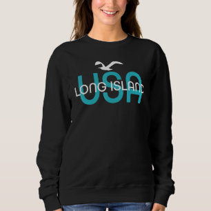 Long Island Usa Ny Ocean Vintage Retro Surf Seagul Sweatshirt