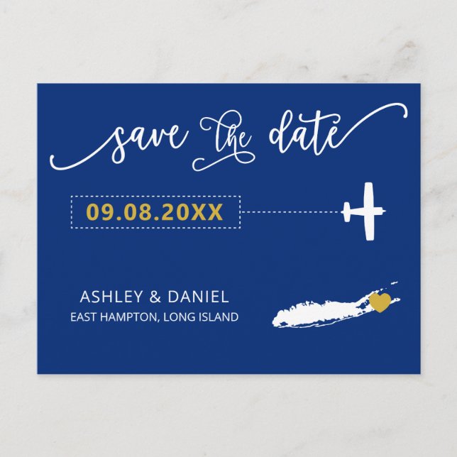 Long Island Wedding Save the Date Map Postcard (Front)
